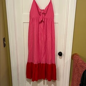 Stylish Pink and Red Casual Dress